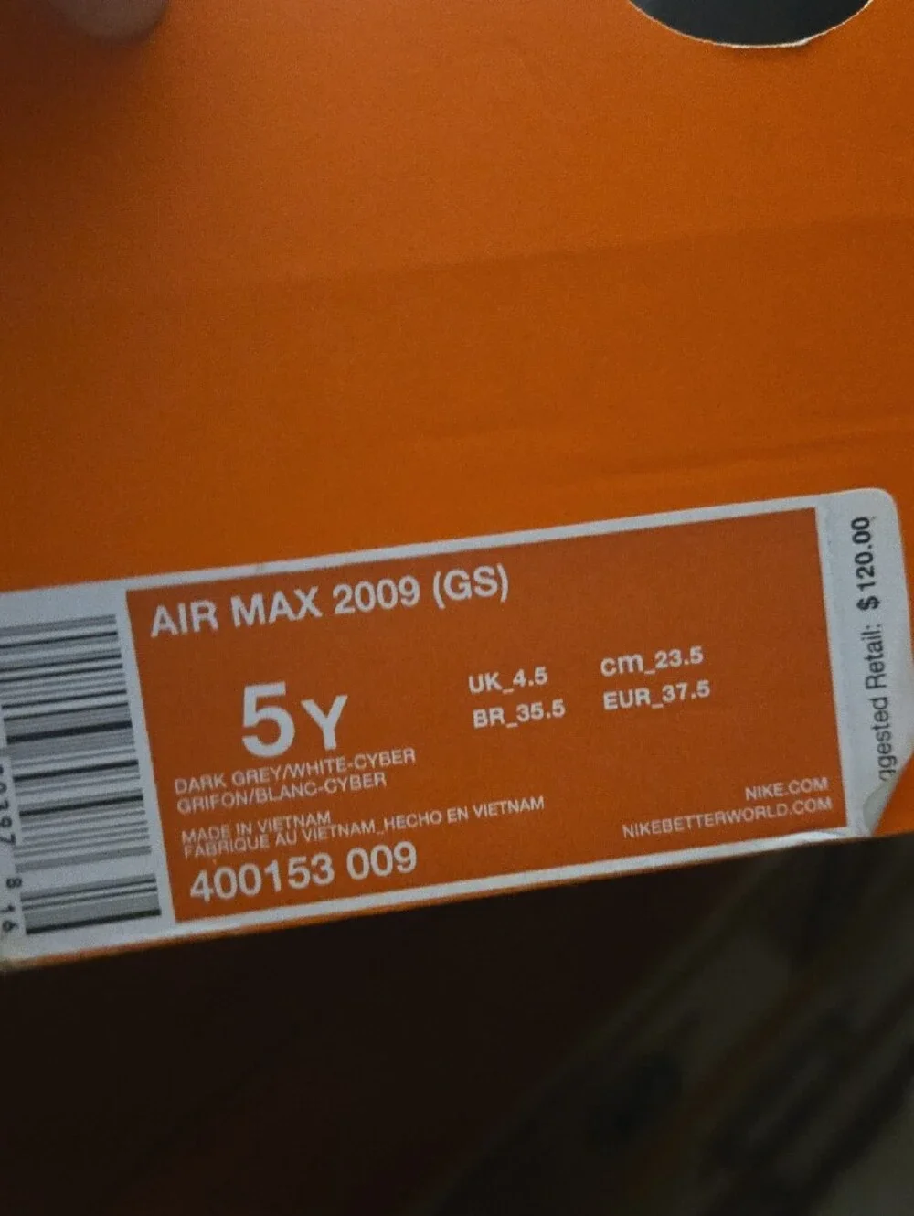 Nike Kids Air Max Sneakers - Gray and Neon Green Accent size 5Y